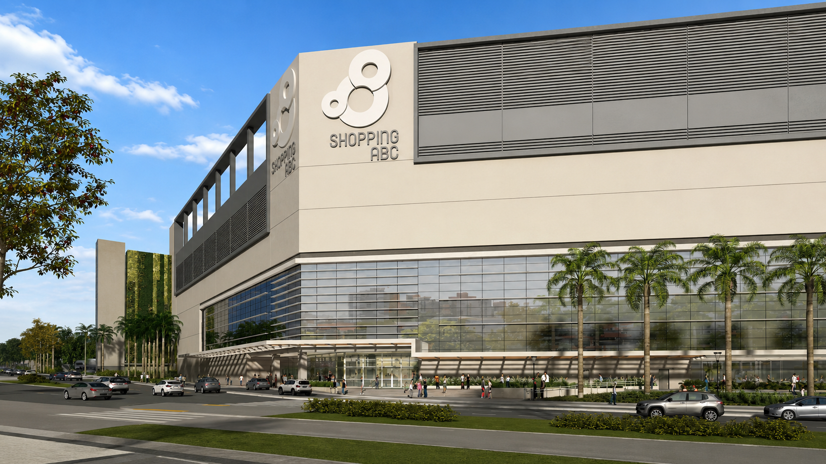 Perspectiva ilustrativa da nova fachada do Shopping ABC